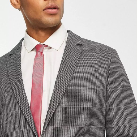 ASOS Design Skinny Suit in charcoal gray houndstooth plaid NWT - Picture 3 of 5